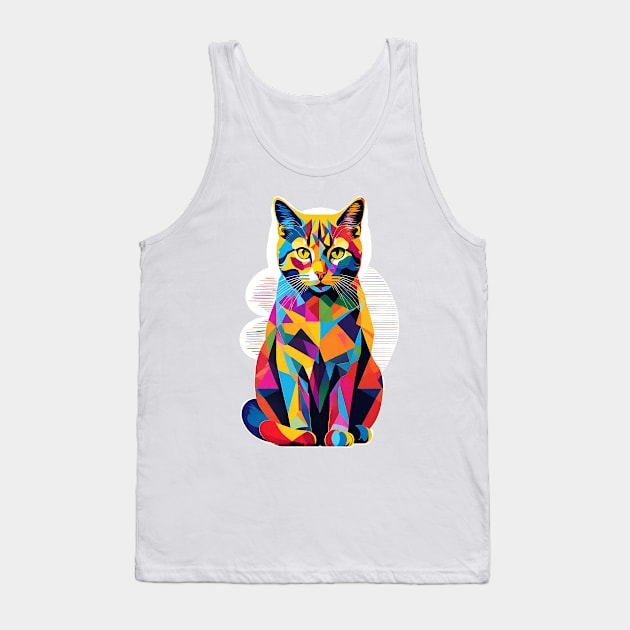 Cat Popart Rainbow Graffiti Tank Top by VictoriaLehnard